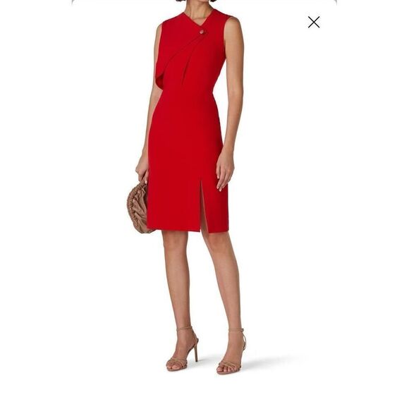 Jason Wu Designer Red Front Snap Sheath Dress Size 6 - Picture 4 of 12